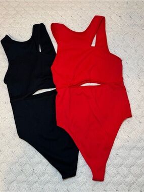 Colsie Double Bodysuit Set in Red and Black
